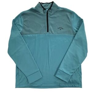 Callaway Mens Large 1/4 Zip Golf Pullover Blue Performance Long Sleeve M142
